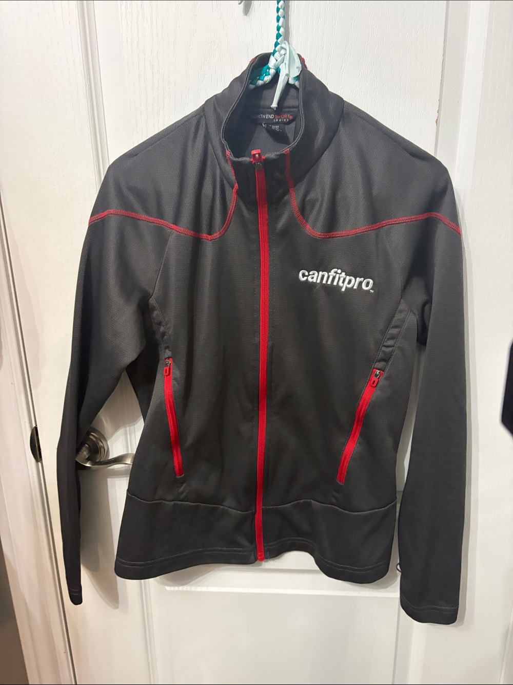 Canfitpro Women's Black & Red Zip Jacket